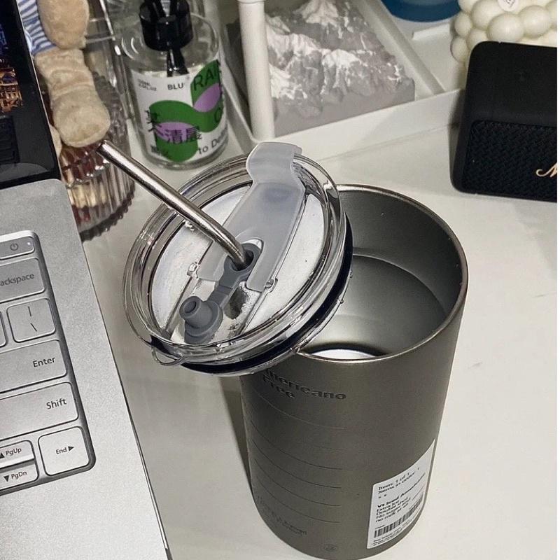 Ly cốc giữ nhiệt Iced Americano 600ml cao cấp bằng phép không gỉ 304 tặng kèm ống hút- Bình giữ nhiệt inox cho văn phòng