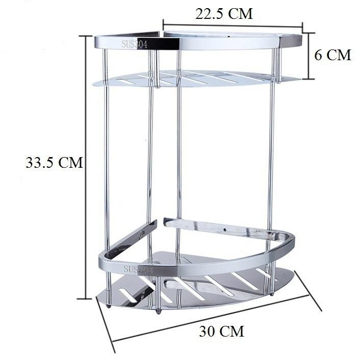Kệ góc 2 tầng inox 304 hàng cao cấp dày dặn