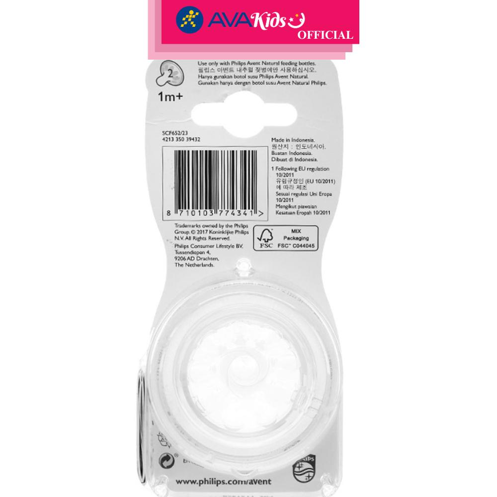 Bộ 2 núm ti Philips Avent SCF652/23 cổ rộng size 2 (1 - 3 tháng) - Hàng Chính Hãng