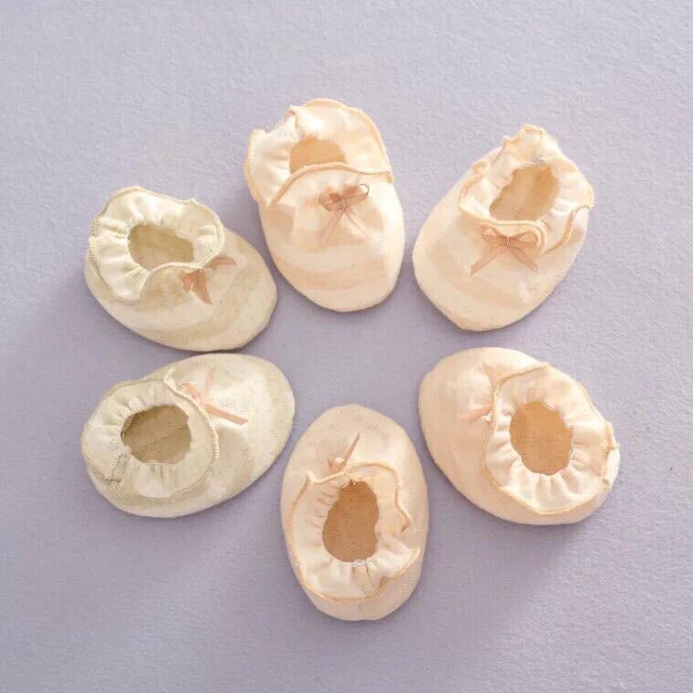 Bao chân sơ sinh 100% COTTON HỮU CƠ TỰ NHIÊN không chất tẩy nhuộm an toàn cho bé
