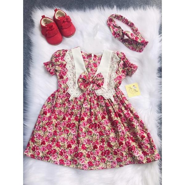 váy bé gái ̣̆  LINA KISD-đầm trẻ em thiết kế dáng xoè - cổ thuyền