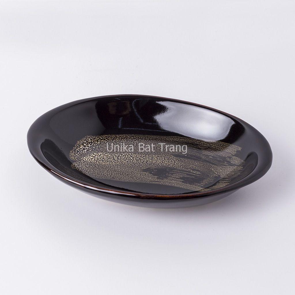 Đĩa Bầu Dục Men Cánh Gián - Gốm Sứ Cao Cấp Bát Tràng