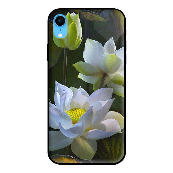 Ốp lưng kính cường lực cho iPhone XR HOA SEN 4 - Hàng chính hãng