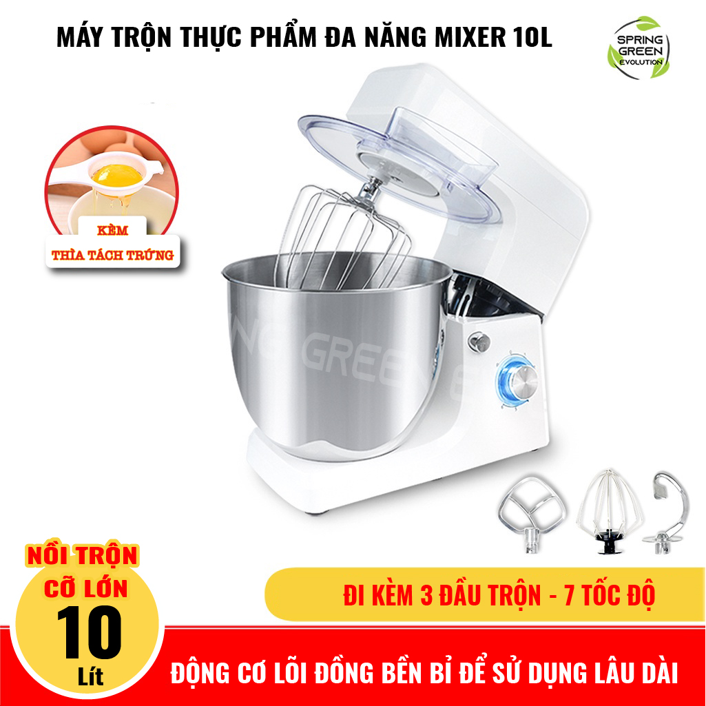 Máy Trộn Thực Phẩm, Máy Đánh Trứng, Máy Nhồi Bột, Máy Đánh Kem MIXER 10L Cao Cấp. Trộn Mọi Loại Thực Phẩm, Tốc Độ Cao, Tiết Kiệm Điện, Hàng Nhập Khẩu