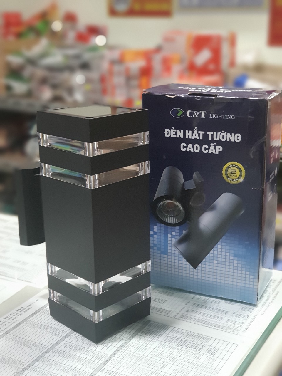 Đèn LED ngoài trời, hắt tường vuông 2 đầu, đổi màu 10W