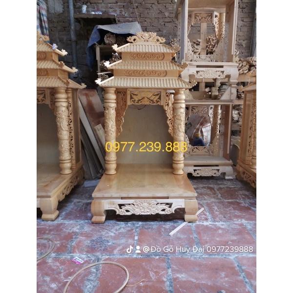 Bàn thờ thần tài gỗ pơmu 48cm màu vàng nhạt