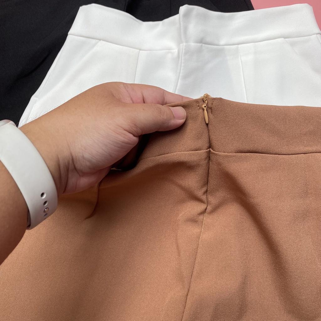 Quần Short Nữ Dáng Ngắn Khóa kéo sau Phong Cách Hàn Quốc