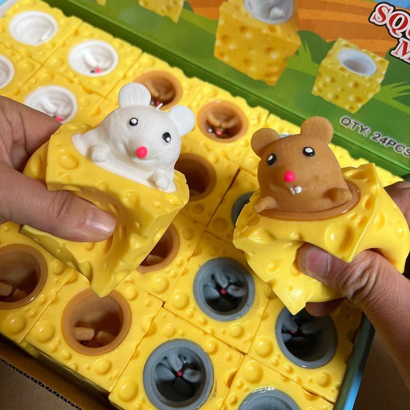 CHUỘT NÚP PHÔ MAI Squishy đồ chơi bóp tay Mochi mềm mịn dễ thương chân thực giảm stress co dãn đàn hồi ngộ nghĩnh bóp gi