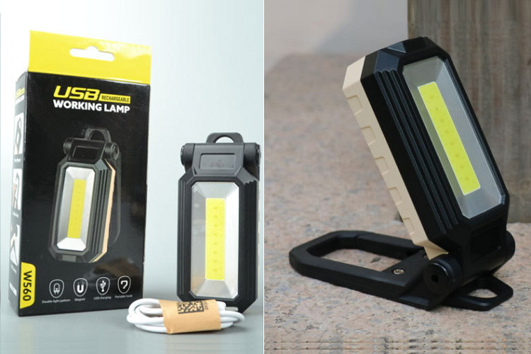 Đèn led cầm tay siêu sáng sạc điện đa năng thiết kế nhỏ gọn, có thể treo hoặc bám trên các vật dụng bằng sắt  WCOB ( Tặng kèm 03 nút kẹp cao su đa năng ngẫu nhiên )