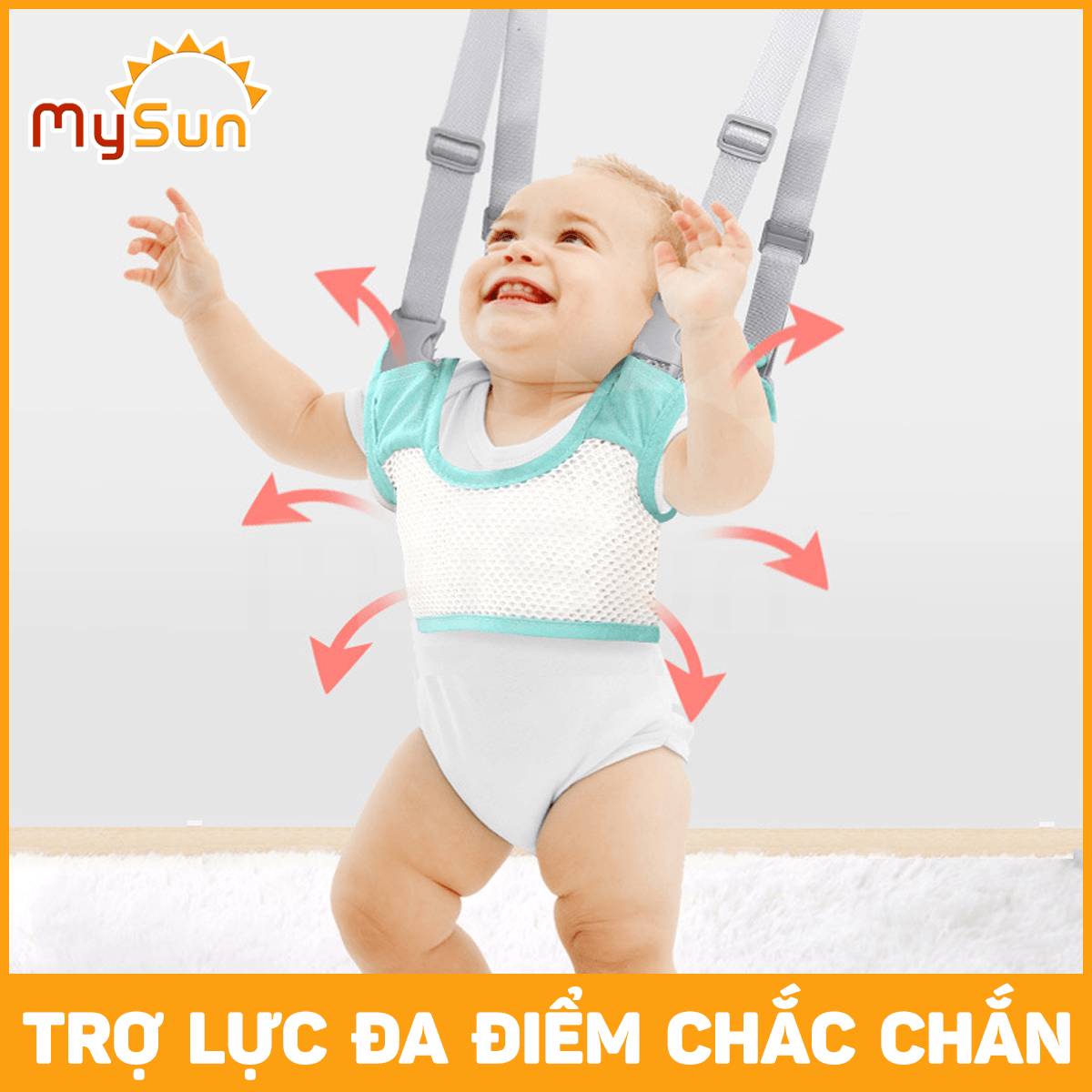 Đai tập đi đứng cho bé - dụng cụ dây đai địu tập đi nhún cho bé 1 2 3 tuổi vải lưới MySun