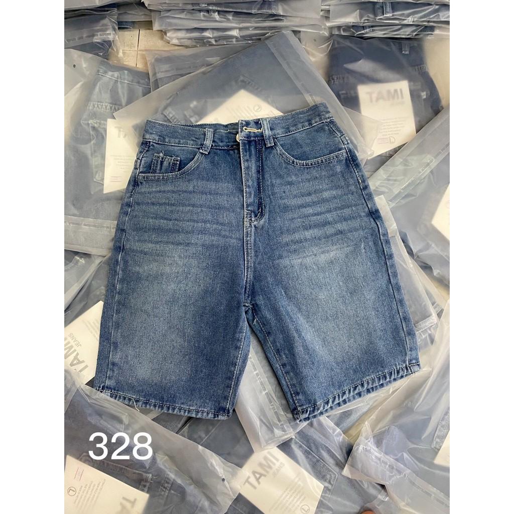 QUẦN SHORT LỬNG JEAN – BÒ NGÓ ĐÙI KIỂU NỮ LƯNG CAO XANH TRƠN BASIC 25