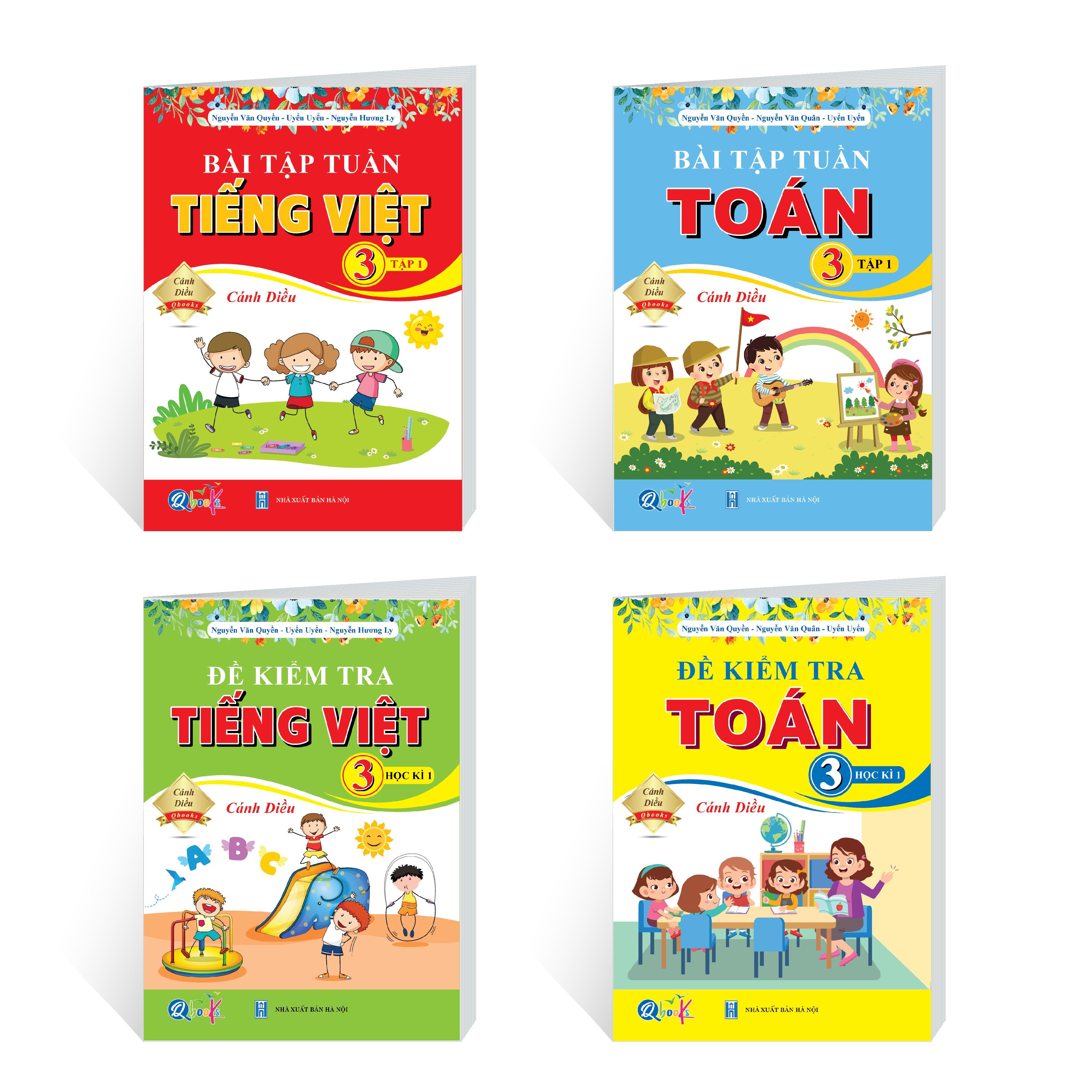 Combo Bài tập tuần và đề kiểm tra lớp 3 tập 1 môn toán+ tiếng việt cánh diều. 4 cuốn