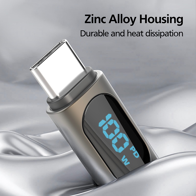 Cáp Sạc MicroPack POWER LINK C2 MC-C100 Soft Braided Sạc Nhanh 100W USB-C to C Bện Dù Đèn Led Hiển Thị Công Suất Sạc Hàng Chính Hãng