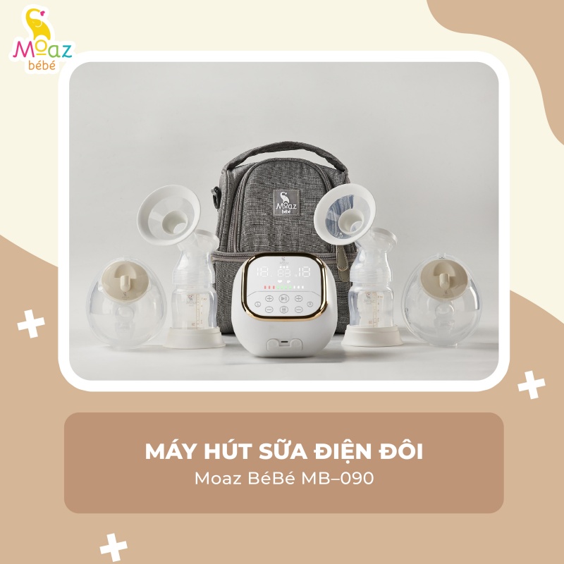 Máy hút sữa điện đôi có dung lượng pin lớn 3600nAh Moaz BéBé MB090 MB-090 Hàng Chính Hãng