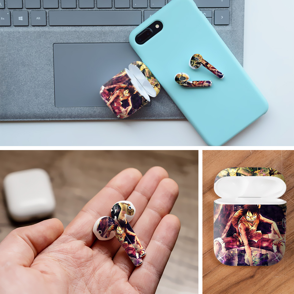 Miếng dán skin chống bẩn cho tai nghe AirPods in hình One Piece - OPi019 (bản không dây 1 và 2