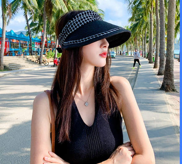 Mũ nửa đầu rộng vành nữ mới, nón chống nắng đi biển cao cấp