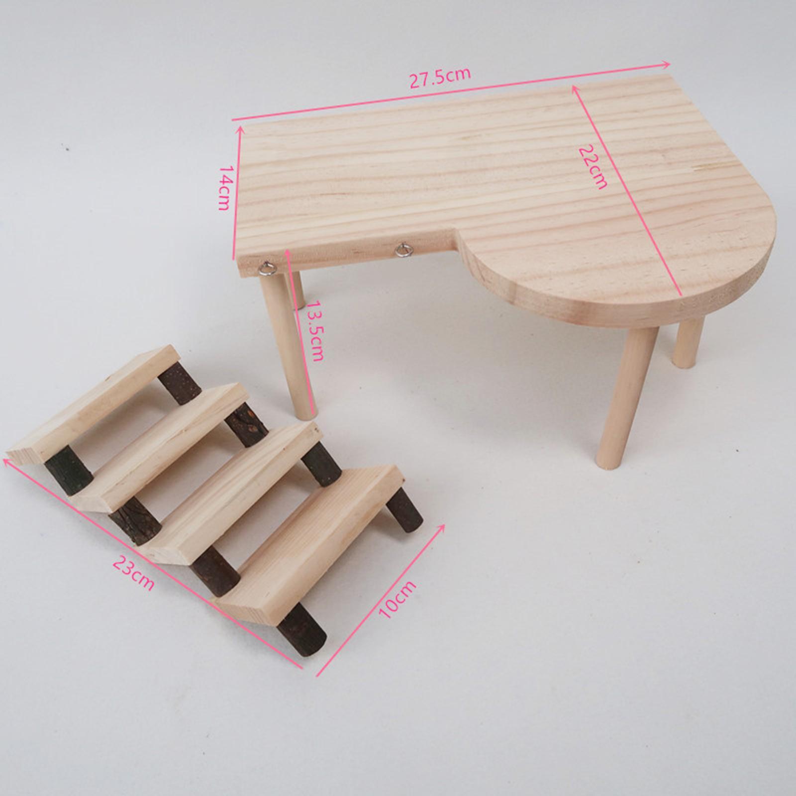 Two Layers Wooden Hamster Platform Climbing Ladder Cage Landscaping Climb