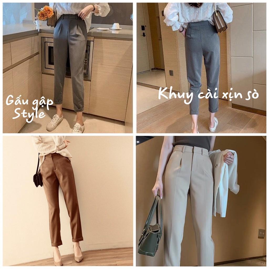 QUẦN BAGGY CÔNG SỞ GẤU GẬP CHẤT TUYẾT MƯA FROM ĐẸP DÁNG CHUẨN THỜI TRANG BANAMO FASHION QUẦN BAGGY GẤU GẬP 8327