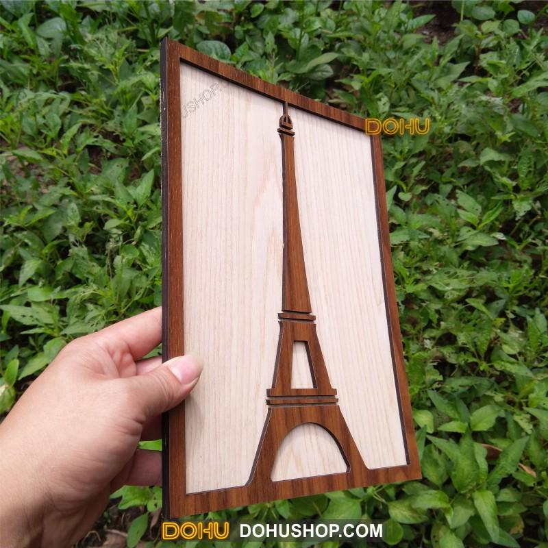 Tranh Treo Tường Bằng Gỗ Handmade DOHU018: Tháp Eiffel - Thiết Kế Đơn Giản, Độc Đáo, Sang Trọng