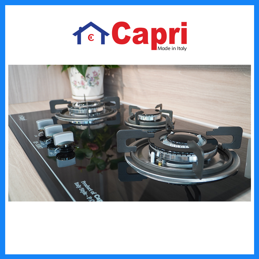 Bếp gas âm kính 3 vùng nấu Capri CR-308KT | Hàng chính hãng