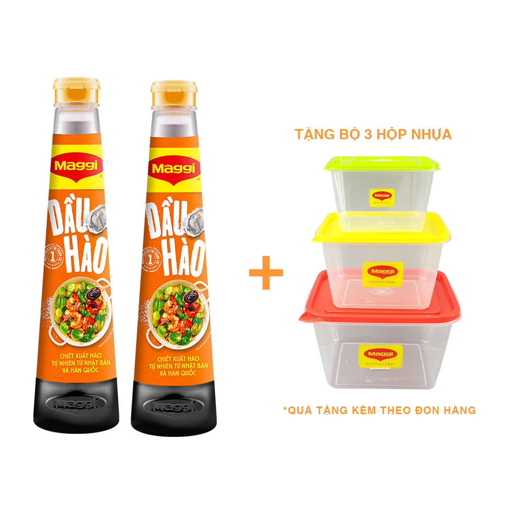 Combo 2 dầu hào Maggi chai 820g - [Tặng bộ 3 hộp nhựa]