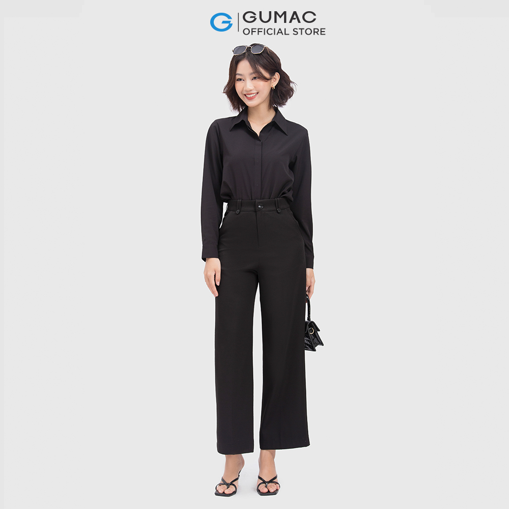 Áo sơ mi nữ GUMAC AC09081 tay dài giấu nút thân sau rã đô thanh lịch sang trọng