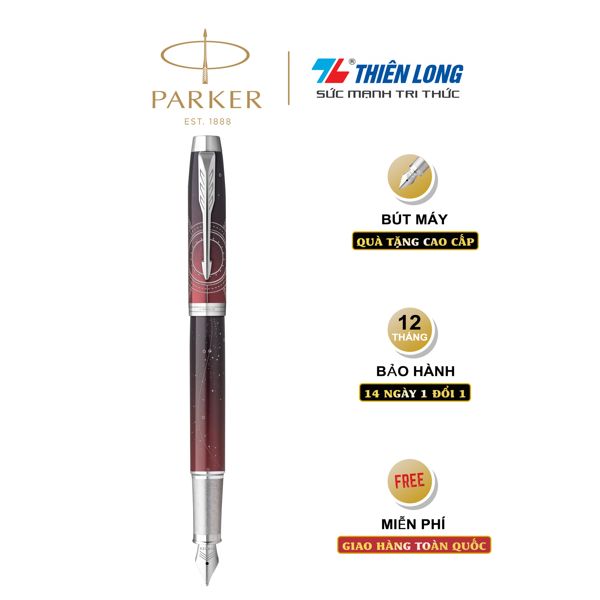 Bút máy Parker IM Special Editon Portal Red - Thép không gỉ - Ngòi 0.7mm - 2152999Z