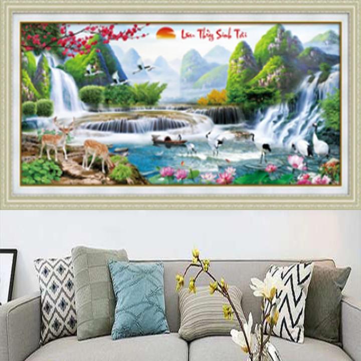 Tranh thêu lưu thủy sinh tài 88979 - kích thước: 152 * 69cm.