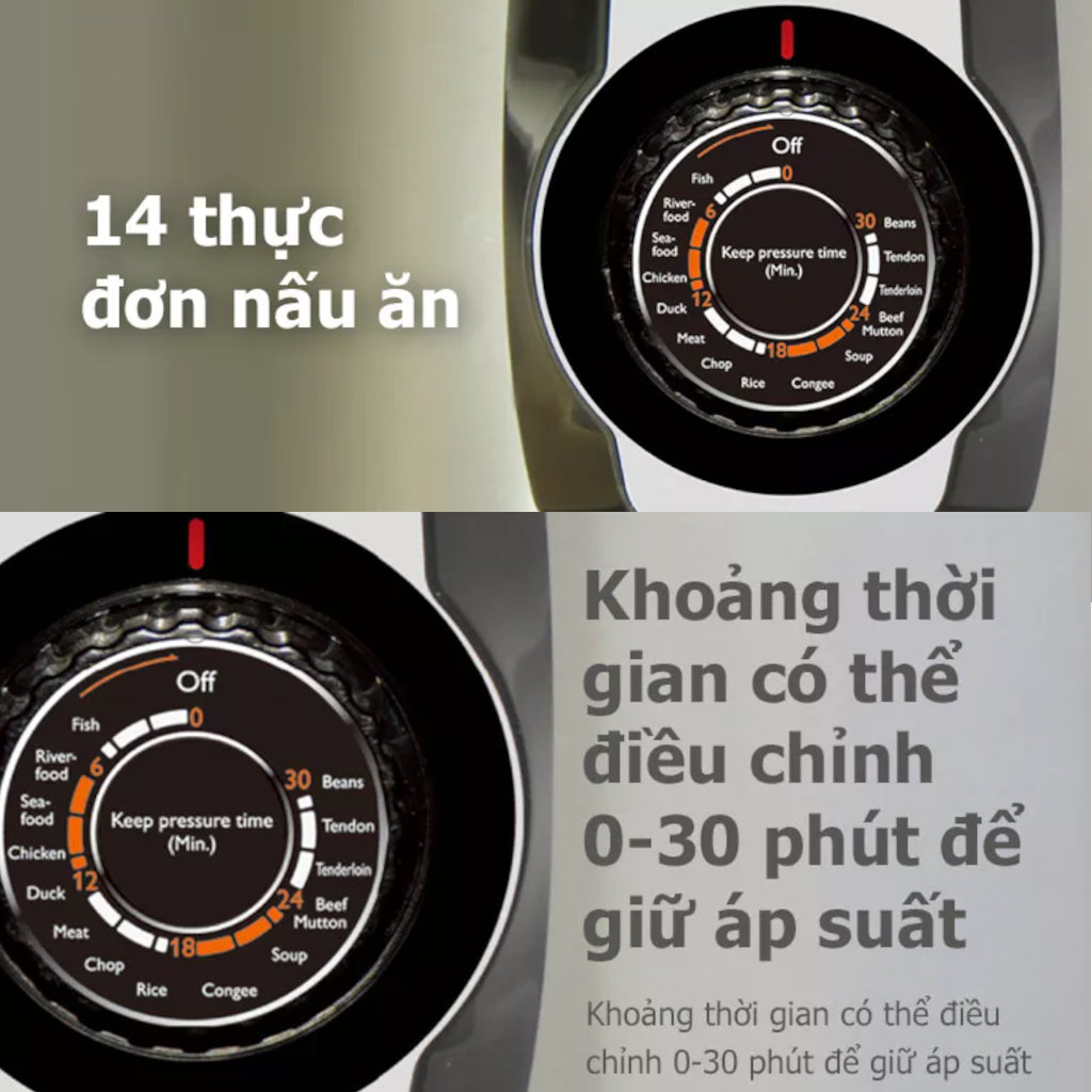 Nồi áp suất điện Philips HD2103/66 dung tích 5L, 14 chức năng nấu, chuẩn Châu Âu - Hàng chính hãng