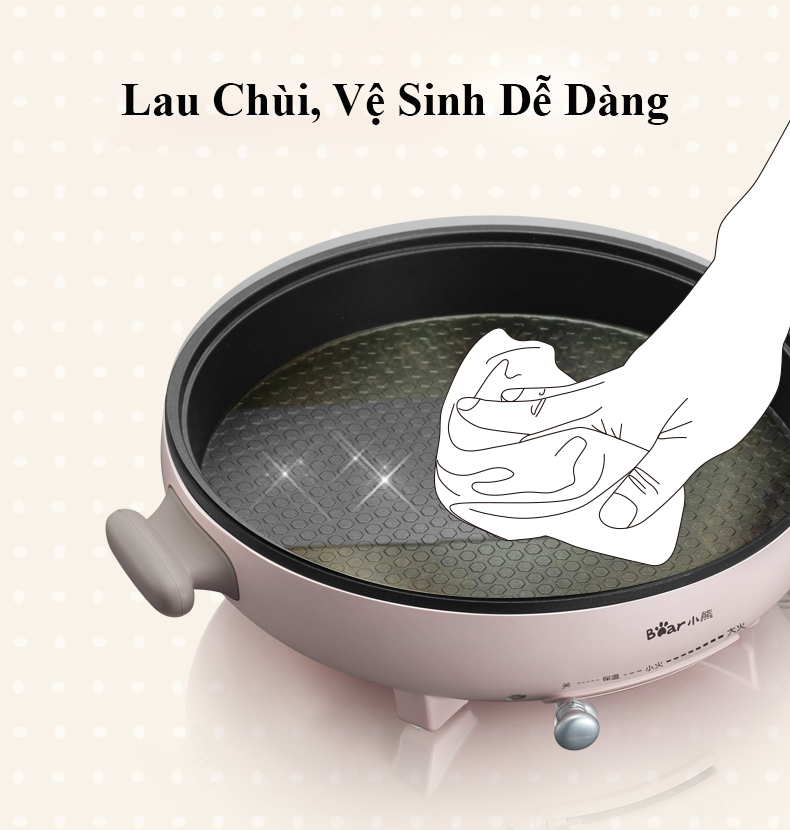 Chảo Điện Chống Dính Đa Năng  Rán, Hấp, Xào Bear  - Hàng Chính Hãng