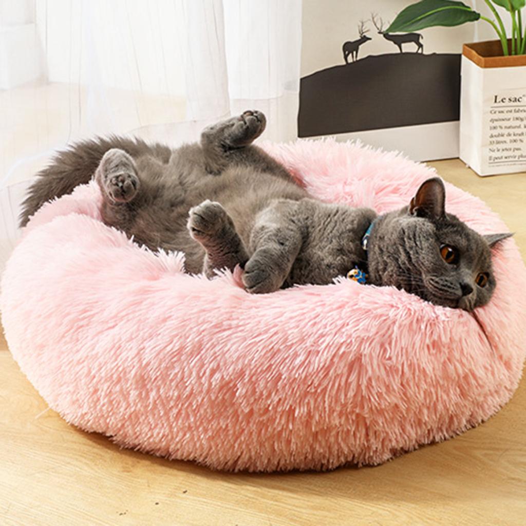 Pet Dog Sleeping Bed Indoor Pet Round Cozy Comfort Bed Nest Pink-40cm