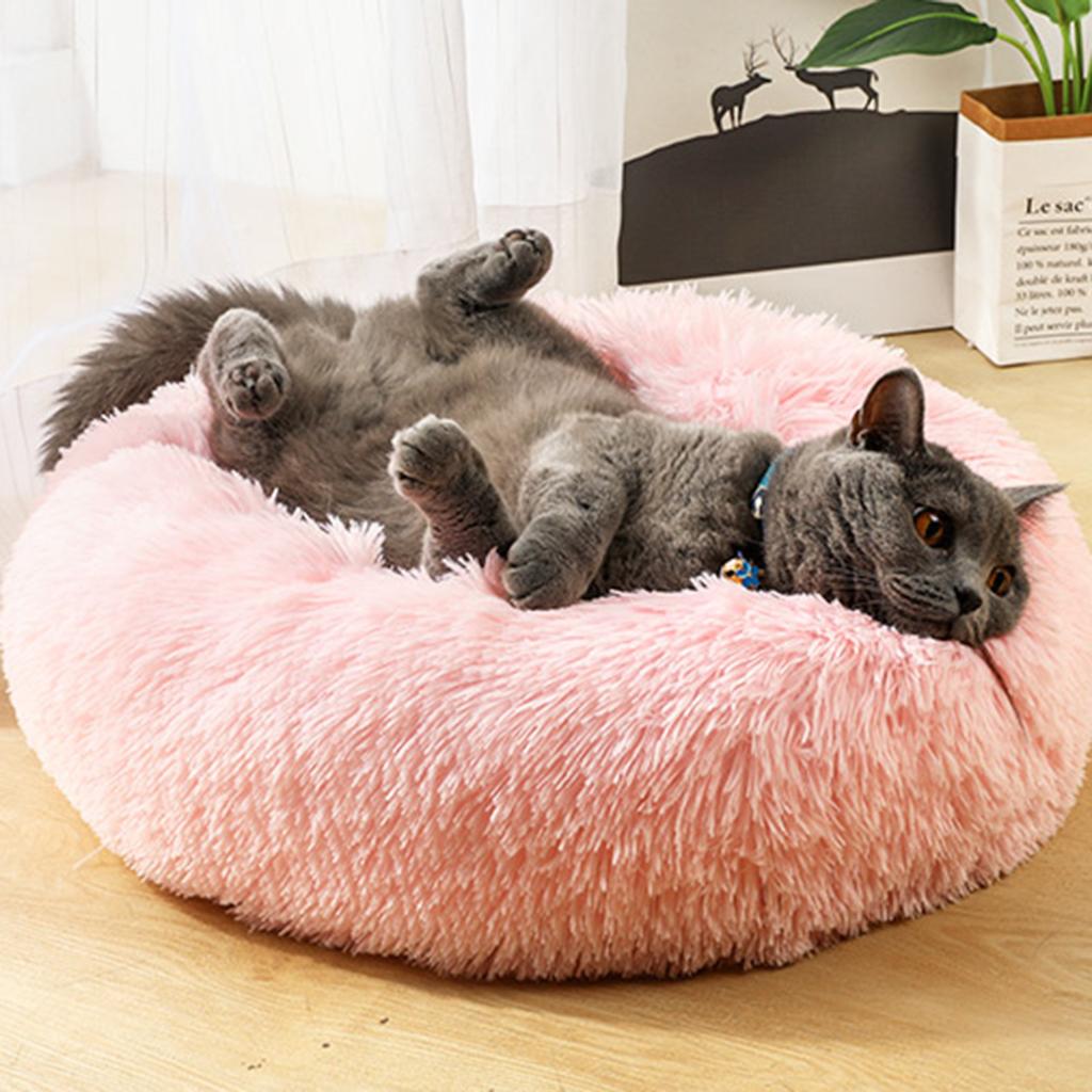 Pet Dog Sleeping Bed Indoor Pet Round Cozy Comfort Bed Nest  Pink-40cm