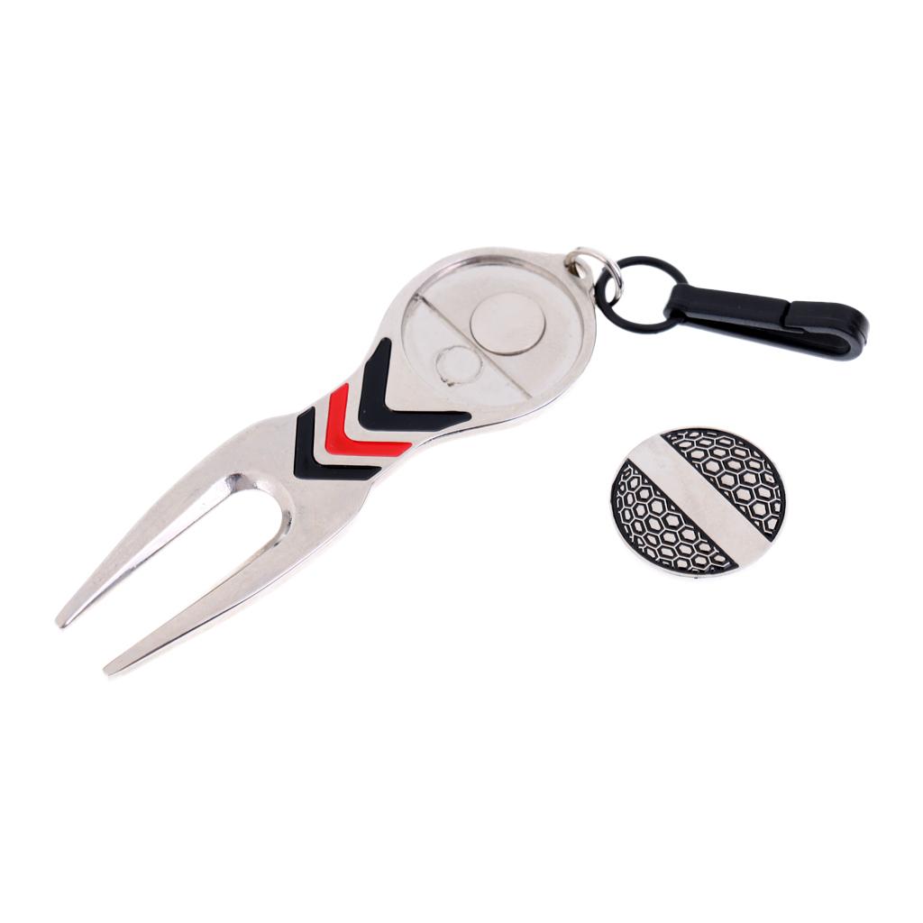 Portable Lightweight Alloy Golf Divot Repair Tool And Magnetic Ball Marker