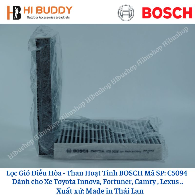 Lọc Gió Điều Hòa Than Hoạt Tính BOSCH C5094 Cho các Dòng Xe Innova, Vios, Altis, Fortune, Lexus.. - Hibushop