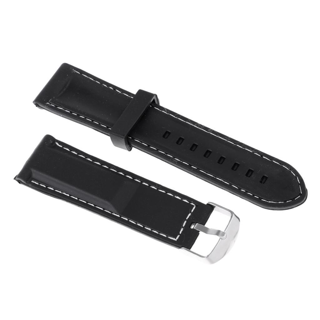 Silicone Strap Bracelet White Line Stitching 22mm