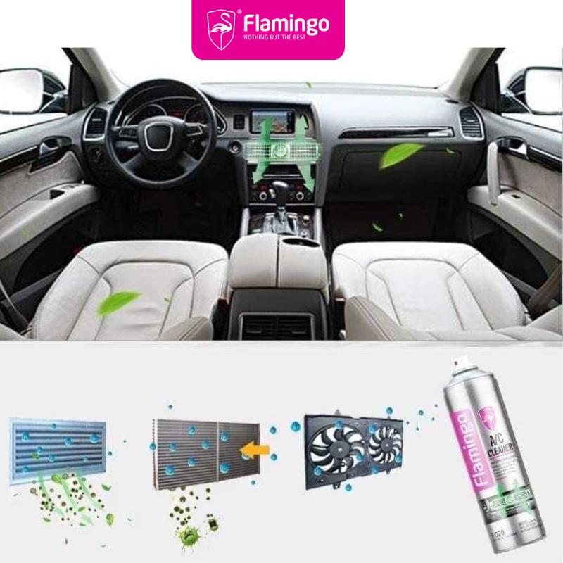 Combo Khử Mùi Làm Thơm F011 &amp; Vệ Sinh Điều Hoà F020 Flamingo Chính Hãng Làm Sạch Chống Nấm Mốc Khoang Lái - Combo F011 &amp; F020
