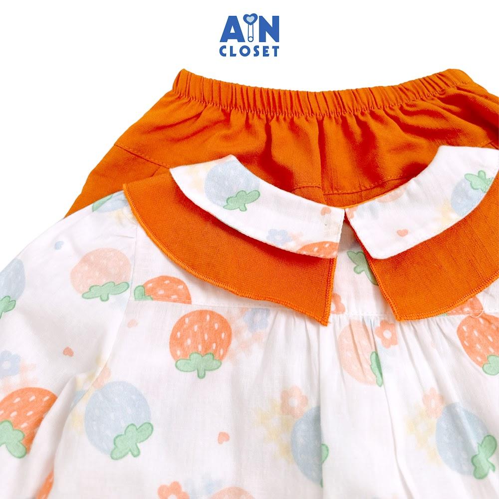 Bộ quần áo Dài bé gái họa tiết Quả Dâu Quần Cam cotton - AICDBGSYF1R5 - AIN Closet