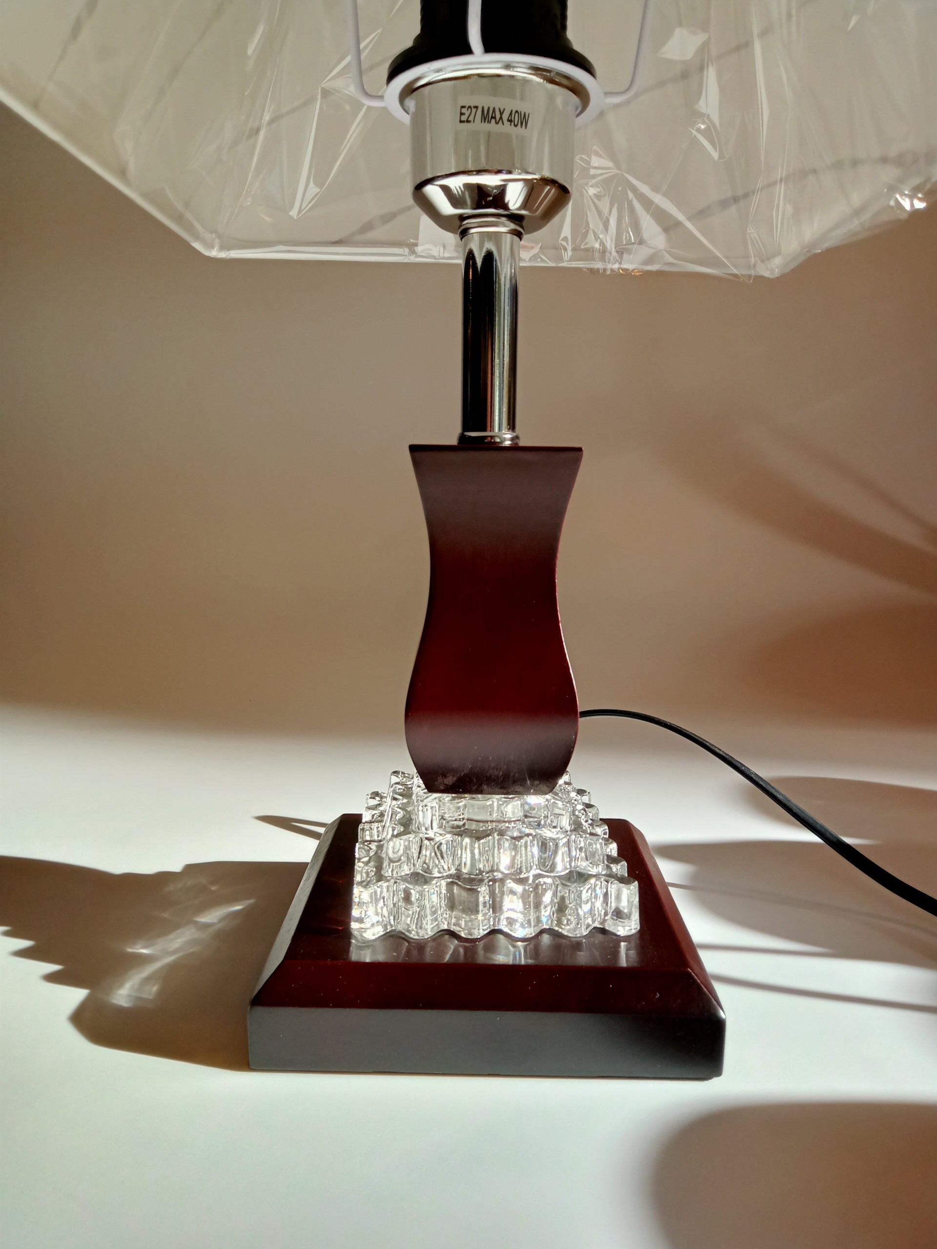 Table Lamp - Đèn ngủ Gỗ Pha Lê - Có Chiết Áp Tăng Giảm Độ Sáng - Đèn kèm bóng