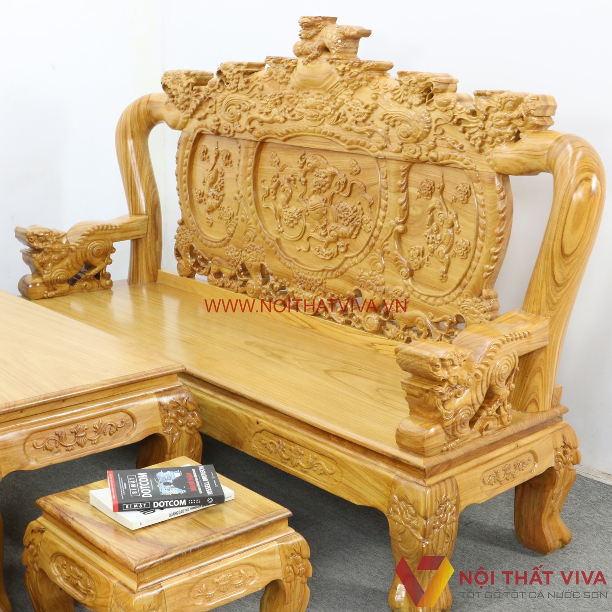 Bộ Bàn Ghế Sa Lông Gỗ Gõ Đỏ Tay 12 Chạm Nghê 6 Món Cao Cấp Giá Tốt