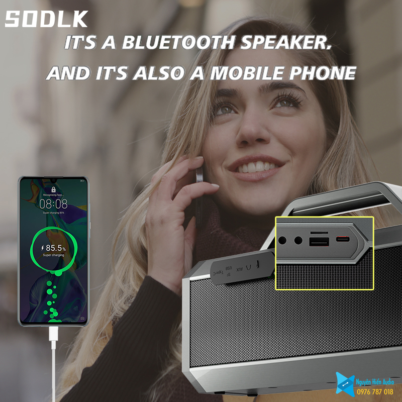 Loa SODLK S520 di động bluetooth 5.0 siêu trầm 150W, karaoke chuyên nghiệp, đèn RGB(Combo)