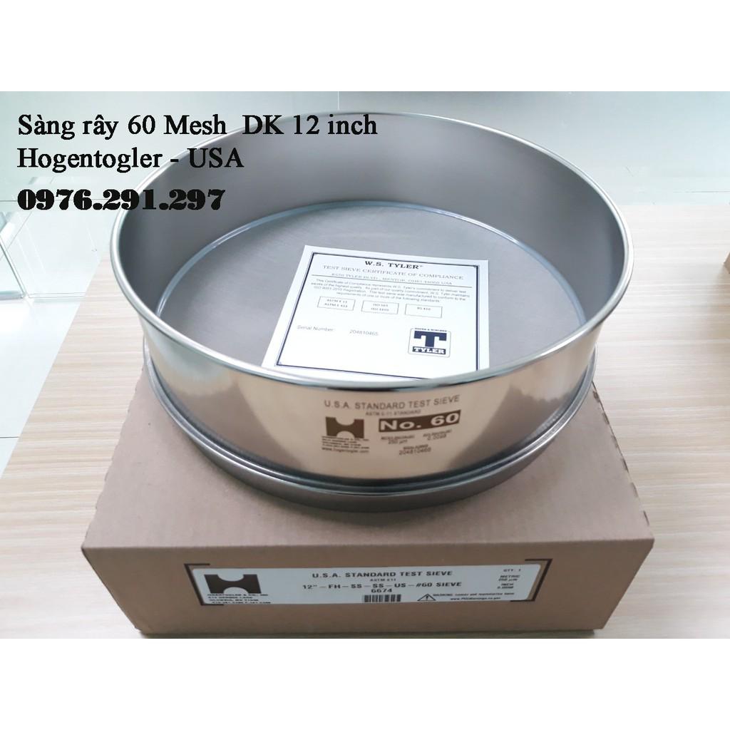 Sàng rây bột kích thước lỗ 0.25mm 60 mesh đường kính 30cm - Mỹ