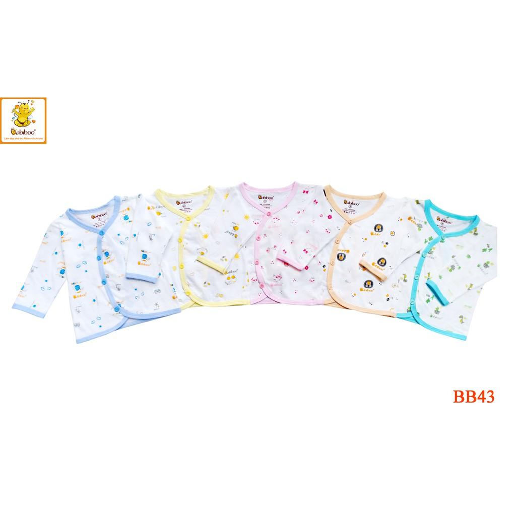 Áo sơ sinh tay dài cổ tim in hình cute cho bé 100% cotton - B43