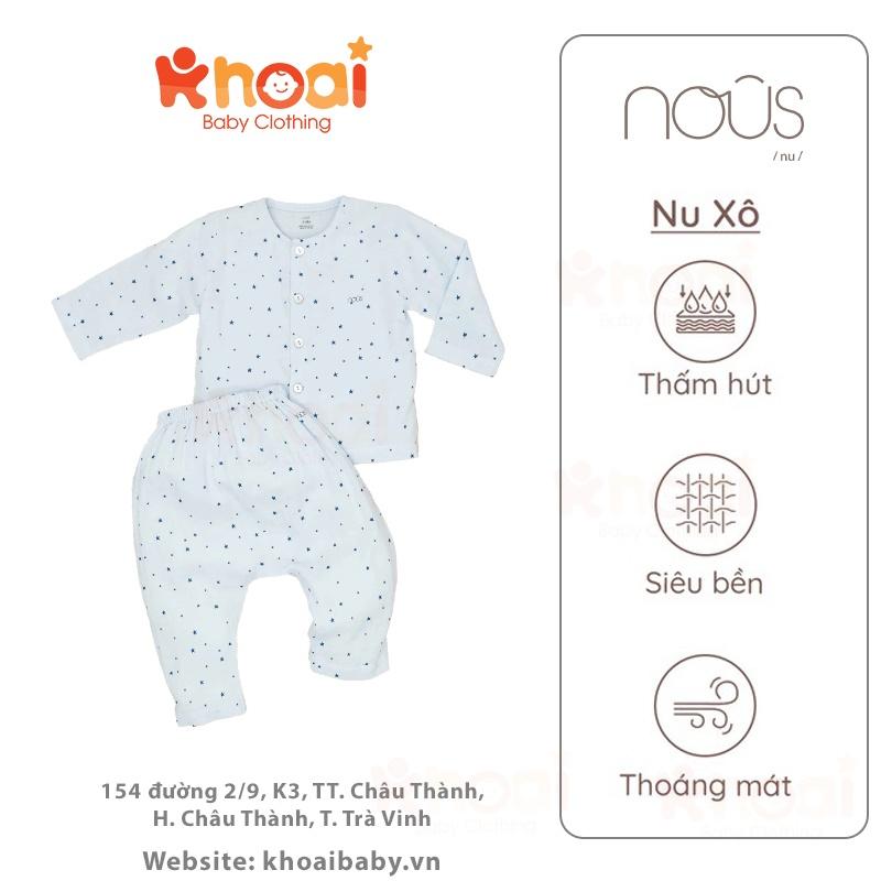 Bộ cài thẳng dài Nous xô Wrinkle hạo tiết sao xanh - Chất liệu Nu Xô 100% cotton thiên nhiên