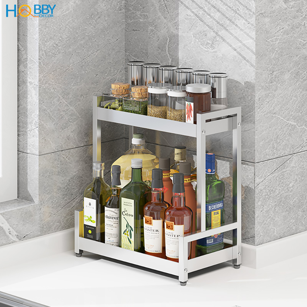 Kệ đựng gia vị nhà bếp 2 tầng Inox 304 HOBBY HOME DECOR GV2TN - không rỉ sét