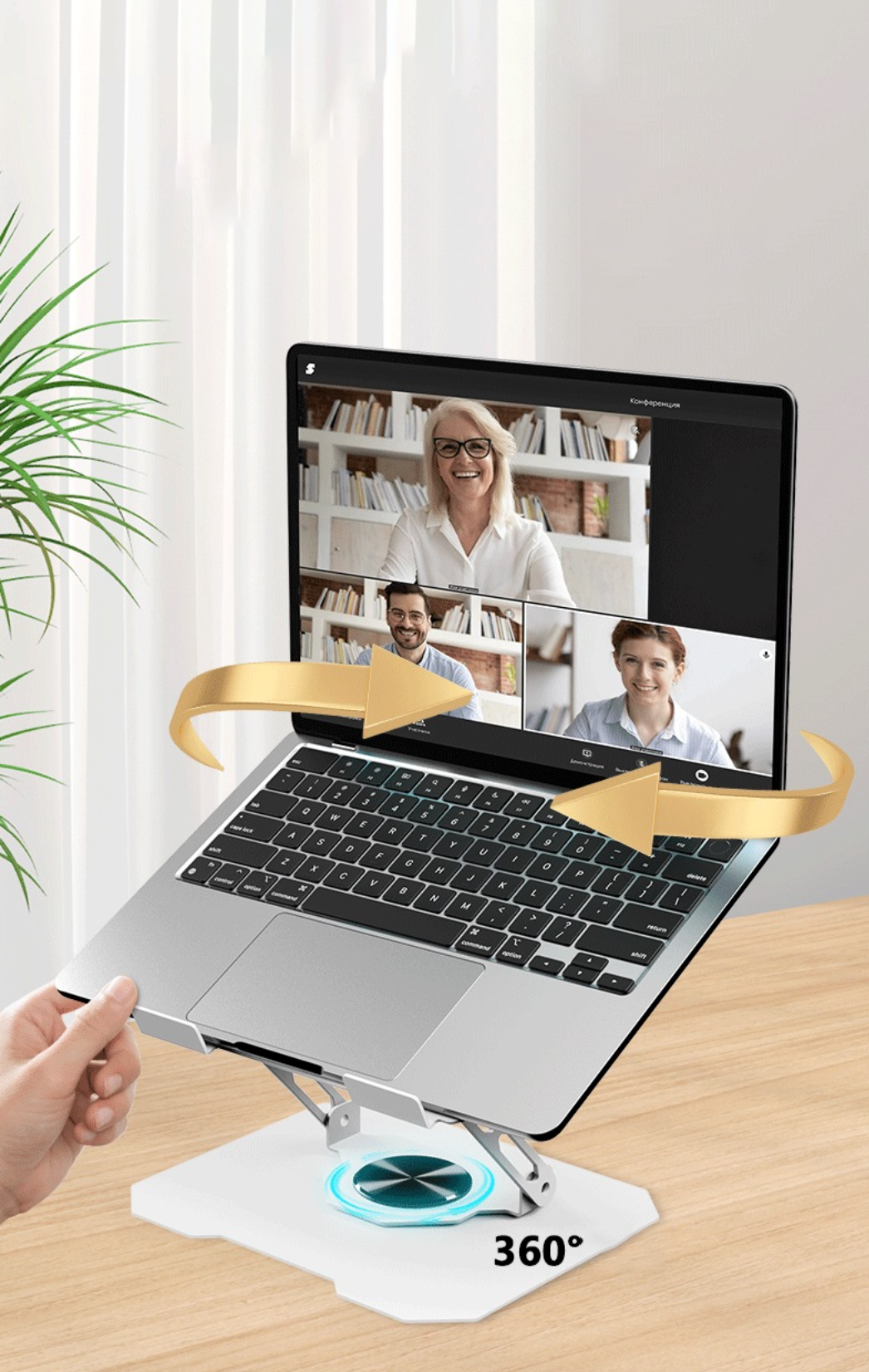 Kệ đỡ giá đỡ đế tản nhiệt dành cho laptop, macbook, máy tính hợp kim nhôm gấp gọn xoay 360 độ nhiều nấc độ cao - K2 - Hàng chính hãng