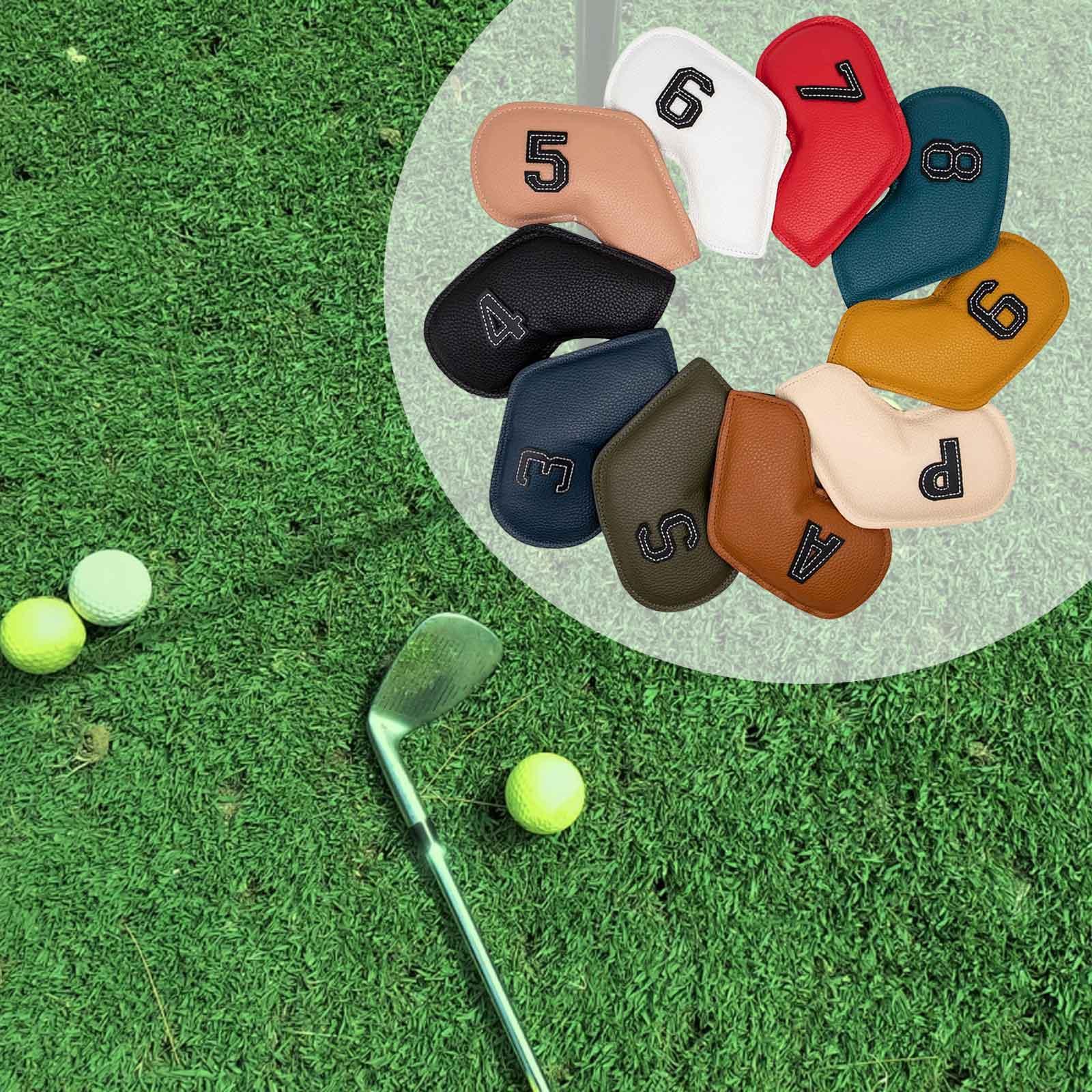 20Pcs Deluxe Golf Iron Headcover 3-9,P,S,A Club Embroidery Number Solid Color Head Cover Club Reused Golf Set Guard for Irons All Brands Men
