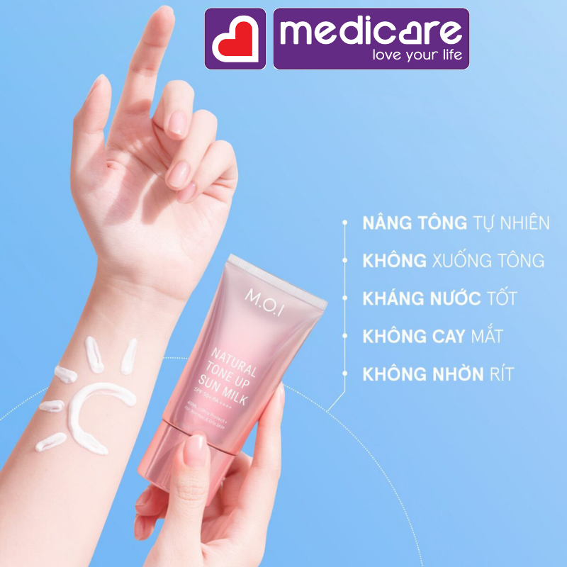 Kem chống nắng nâng tông M.O.I natural tone up sun milk 40ml