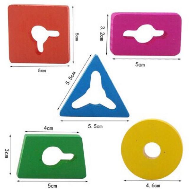 Bộ Thả 5 Cọc Hình Khối Luồn Zíc Zắc Phát Triển Tư Duy Logic