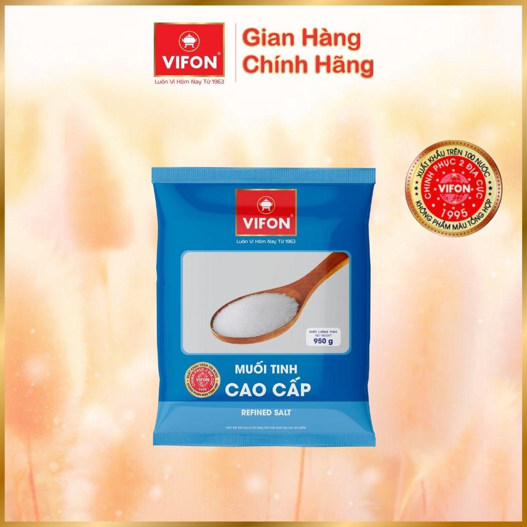 Thùng 12 Gói Muối Tinh Sấy/ I-Ốt Cao Cấp VIFON 950gr/gói