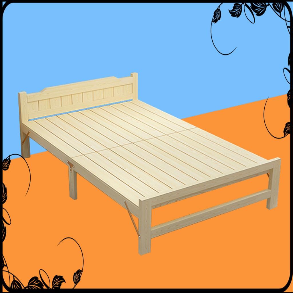 Giường xếp gỗ thông xếp gọn 120cm- giường ngủ gấp gọn